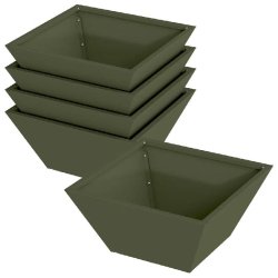 Helloshop26 - Lot de 5 cache-pots de jardin trapézoïdale moderne 35 x 35 x 15 cm en acier vert olive 02_0052361 - vert métal 3000237377170