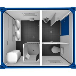 Module sanitaire : Wc et douche au choix SANIBOX10 MODULE COMPLET Gris RAL 7035