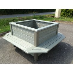 Bac à orangerie 100% recyclé avec banquette périphérique - 195x195x97 cm - Contenance 1026L - Garantie 15 ans