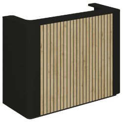 Comptoir noir Vertigo T03 2 angles arrondis MDF noir et chêne clair 150x60x115cm