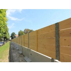 Clôture de chantier avec cadre métallique galvanisé et lames en bois horizontal - KLOSTAB