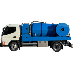 Combiné hydrocureur 8.5T - Débouchages grandes capacités et pompage de fosses - De 90L/min à 175 bars à 37L/min à 400 bars - Cuve 4500L et Fuso Canter 8,5T