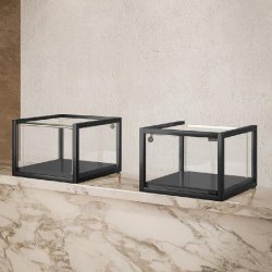 Vitrine T-Métal de comptoir à poser 45x45xH32,5cm 1 bande LED - noir