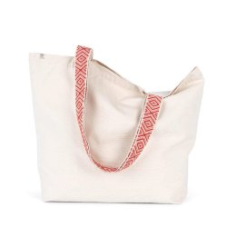 Grand sac shopping recyclé - Kimood - 67% coton recyclé - Poche zippée - Réf: KINS118