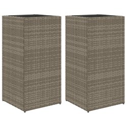 Helloshop26 - Jardinière bac lit surélevé plantes fleurs jardin terrasses lot de 2 40 x 40 x 80 cm résine tressée gris 02_0038966 - gris acier 30