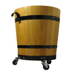 D45 - Bac à fleurs en châtaignier du Périgord sur roulettes - 40 litres - Vernis marine chêne clair