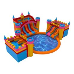 Mini parc aquatique Forteresse - Réf. WP32-CH - Jeu gonflable 16x12x6m avec piscine et toboggans
