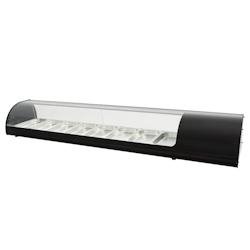 Vitrine réfrigérée pour tapas avec 4 gn 1/3 verre courbe - 1810x400x285 mm - 160 W 230/1V - 13C82184 Eurast - inox 13C82184
