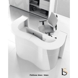 Banque d'accueil compacte WAVE - MDD - Blanc brillant