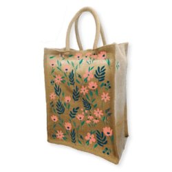 Sac réutilisable en fibre de jute naturel sans lamination - 260 g/m² - 4 Saisons - Anses rondes en coton biologique