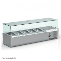 Vitrine réfrigérée positive +2/+8°C - Table à pizza - 5 bacs GN 1/3 + 1 bac GN 1/2 - VRX153 - Nosem - Construction inox AISI 304
