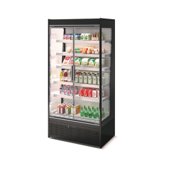 Vitrine verticale réfrigérée LS Galaxy Slim avec portes - noir ou gris - 1m04 à 1m95 de largeur