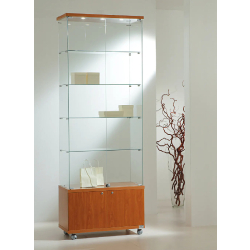 Belle vitrine haute 8/22MVA - rangement en bois et verre trempé avec serrure et roulettes - 80x40x220 cm