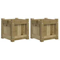 Helloshop26 - Jardinière bac lit surélevé plantes fleurs jardin terrasses lot de 2 bois de pin imprégné marron 02_0039031 - marron Bois massif 30