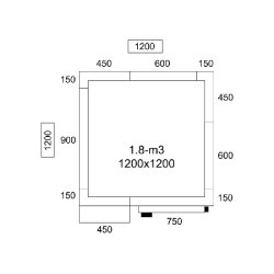 Chambre froide 1,8 m³ - 1,2 x 1,2 m - Acier inoxydable AISI 304 - Isolation 80 mm