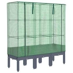 Helloshop26 - Jardinière bac lit surélevé plantes fleurs terrasse jardin surélevée avec housse aspect rotin 120 x 40 x 140 cm Blue 02_0038745 - 3