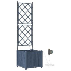 Helloshop26 - Cache-pot de jardin moderne avec irrigation 40 x 40 x 142 cm en acier gris 02_0058570 - gris acier 3000240661068