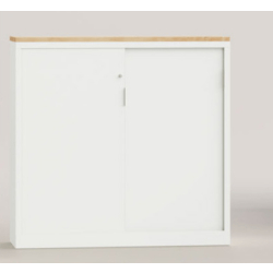 Comptoir à porte coulissante Mobimetal - acier, bois ou feutre - options acoustiques - personnalisable