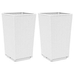 Helloshop26 - Jardinière bac lit surélevé plantes fleurs jardin terrasses lot de 2 32,5 x 32,5 x 57 cm polypropylène blanc - blanc 3000217978496