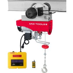 Palan électrique à câble 200/400kg 12/6m 1 kW 230 V avec chariot motorisé télécommande SANS fil MW Tools TH200-R