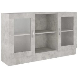 Helloshop26 - Armoire à vitrine 120 x 30 x 70 cm pratique moderne style épuré en bois gris béton 02_0047767 - gris verre 3000234949141