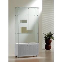 Vitrine standard avec meuble de rangement 8/18MVA - verre trempé, 3 tablettes amovibles - gris