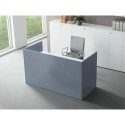 Banque d'accueil coloré avec finition laqué et plateau blanc en bois mélaminé