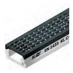 Caniveau D400 - F900 avec grille et longeron en fonte - version plate - longueur 1000 mm - hauteur 80 mm