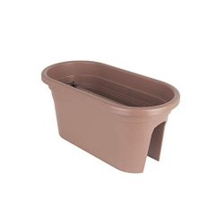 Artevasi Venezia - Jardinière balcon ovale taupe avec fond divisé et 3 fixateurs ajustables inclus
