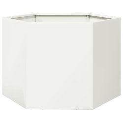Helloshop26 - Jardinière bac lit surélevé plantes fleurs terrasse jardin hexagone 69 x 60 x 45 cm acier blanc - blanc acier 3000217658299