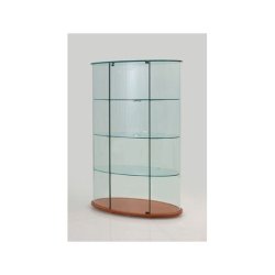 4829 - Vitrine d'exposition professionnelle en verre bombé avec top en verre et base coloris poirier - Lg.98 x P.45 x H.162cm