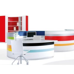 Banque d'accueil contemporaine TWIST - modèles courbe, droite, ronde et personnalisables