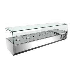Vitrine réfrigérée à poser THV1200/380 - 1200 x 395 x 435 mm, capacité 4 bacs GN1/3, température +2°+8°C