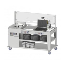 Chariot multi snack sur roulettes avec 2 étagères et 1 tiroir - CCHMS
