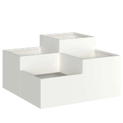 Helloshop26 - Cache-pot de jardin rectangulaire 100 x 100 x 48 cm design moderne ambiance chic en acier blanc 02_0052062 - blanc métal 3000237226010