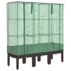 Helloshop26 - Jardinière bac lit surélevé plantes fleurs terrasse jardin surélevée avec housse aspect rotin 120 x 40 x 140 cm Marron 02_0038742 -