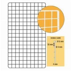 Grille double cadre 200x80cm - blanc - acier - maille 50x50mm