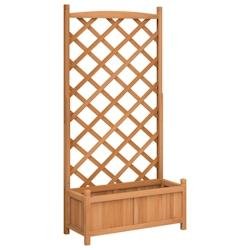Helloshop26 - Jardinière bac lit surélevé plantes fleurs terrasse jardin avec treillis bois massif de sapin marron 02_0038331 - marron Bois massif