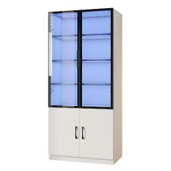 Merax Vitrine 60x40x160 cm avec éclairage LED, verre fumé, cadre aluminium et corps en panneau de particules, blanc - blanc multi-matériau N880P491