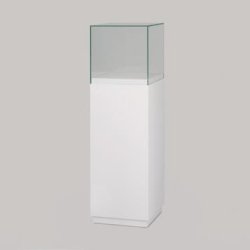 Vitrine d'exposition cloche Luna - verre ESG - socle en panneau de particule blanc - 450x1400x450 mm