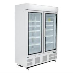 Vitrine réfrigérée négative deux portes avec bandeau lumineux Série G 920L | Polar - GH507 - blanc acier GH507