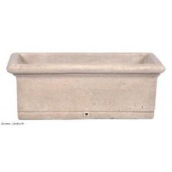 Jardinière longue lisse 90 cm - Béton patiné vieilli - Résistante au gel et intempéries - 280380-pj49