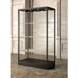 Vitrine tout verre muséographique MU/120FCVA - Éclairage LED - 120x60x105 cm - 1 tablette - Porte avec serrure