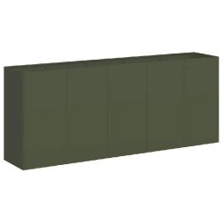 Helloshop26 - Jardinière moderne extérieure 200 x 40 x 80 cm profonde avec fond ouvert en acier laminé à froid vert olive 02_0051514 02_0051514 -