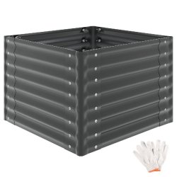 TecTake GmbH tectake Jardinière surélevée Salvia acier galvanisé carré potager ergonomique gris 80x80x62cm 380L bac jardinage - gris acier 406432