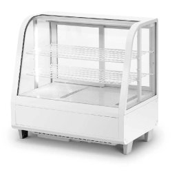 Romux® Vitrine Réfrigérée 2 Étagères avec 2 Portes Coulissantes Blanche 100 litres Ventilée | Vitrine à Poser en verre bombé - 8436604198768