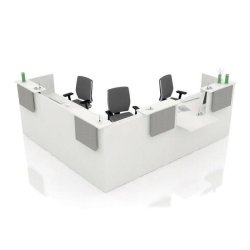 Bureau d'accueil en angle façade en tissu