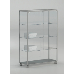 Vitrine d'exposition 91-14PVA - étagères réglables - verre trempé - aluminium - gris clair