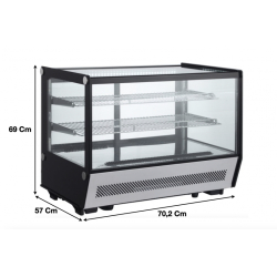 Vitrine réfrigérée panoramique en inox - vitrage rectangulaire - 120 L - Refroidissement ventilé - Réf. RTW120B5