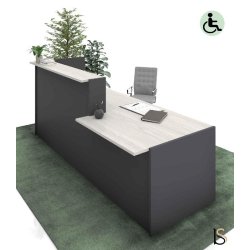 Banque d'accueil avec PMR Torino - 200, Droite, Non, Noyer grisé / anthracite